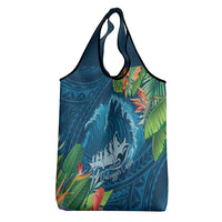 Outrigger Canoe Blue Grocery Bag On The Waves LT7 - Polynesian Pride