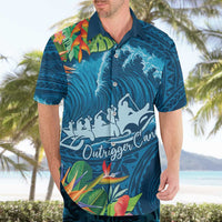 Outrigger Canoe Blue Hawaiian Shirt On The Waves LT7 - Polynesian Pride