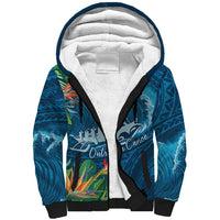 Outrigger Canoe Blue Sherpa Hoodie On The Waves LT7 Unisex Blue - Polynesian Pride