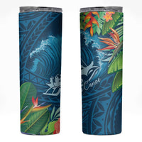 Outrigger Canoe Blue Skinny Tumbler On The Waves LT7 Blue - Polynesian Pride