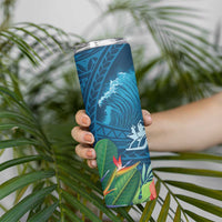 Outrigger Canoe Blue Skinny Tumbler On The Waves LT7 - Polynesian Pride