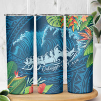 Outrigger Canoe Blue Skinny Tumbler On The Waves LT7 - Polynesian Pride