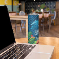 Outrigger Canoe Blue Skinny Tumbler On The Waves LT7 - Polynesian Pride