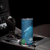 Outrigger Canoe Blue Skinny Tumbler On The Waves LT7 - Polynesian Pride