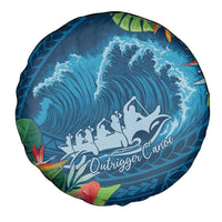 Outrigger Canoe Blue Spare Tire Cover On The Waves LT7 - Polynesian Pride