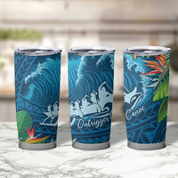 Outrigger Canoe Blue Tumbler Cup On The Waves LT7 - Polynesian Pride