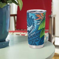 Outrigger Canoe Blue Tumbler Cup On The Waves LT7 - Polynesian Pride