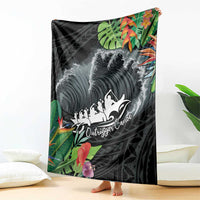 Outrigger Canoe Black Blanket On The Waves LT7 - Polynesian Pride