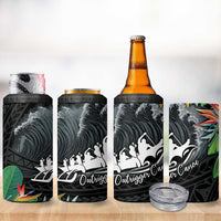 Outrigger Canoe Black 4 in 1 Can Cooler Tumbler On The Waves