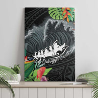 Outrigger Canoe Black Canvas Wall Art On The Waves LT7 - Polynesian Pride