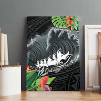 Outrigger Canoe Black Canvas Wall Art On The Waves LT7 - Polynesian Pride