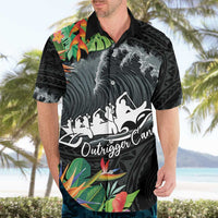 Outrigger Canoe Black Hawaiian Shirt On The Waves LT7 - Polynesian Pride