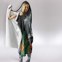 Outrigger Canoe Black Hooded Blanket On The Waves LT7 - Polynesian Pride