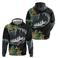 Outrigger Canoe Black Hoodie On The Waves LT7 - Polynesian Pride