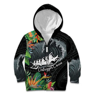 Outrigger Canoe Black Kid Hoodie On The Waves