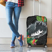 Outrigger Canoe Black Luggage Cover On The Waves LT7 - Polynesian Pride