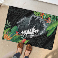 Outrigger Canoe Black Rubber Doormat On The Waves LT7 - Polynesian Pride