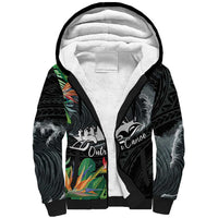 Outrigger Canoe Black Sherpa Hoodie On The Waves LT7 Unisex Black - Polynesian Pride