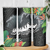 Outrigger Canoe Black Skinny Tumbler On The Waves LT7 - Polynesian Pride