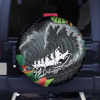 Outrigger Canoe Black Spare Tire Cover On The Waves LT7 - Polynesian Pride