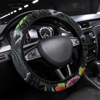 Outrigger Canoe Black Steering Wheel Cover On The Waves LT7 Universal Fit Black - Polynesian Pride