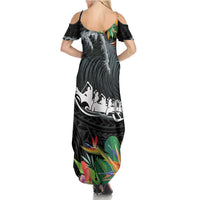 Outrigger Canoe Black Summer Maxi Dress On The Waves LT7 - Polynesian Pride