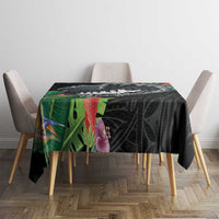 Outrigger Canoe Black Tablecloth On The Waves LT7 - Polynesian Pride