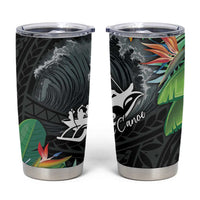 Outrigger Canoe Black Tumbler Cup On The Waves LT7 Black - Polynesian Pride