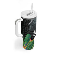 Outrigger Canoe Black Tumbler With Handle On The Waves LT7 - Polynesian Pride