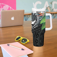 Outrigger Canoe Black Tumbler With Handle On The Waves LT7 - Polynesian Pride