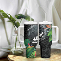 Outrigger Canoe Black Tumbler With Handle On The Waves LT7 - Polynesian Pride