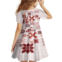 Vintage Hawaii Family Matching Off Shoulder Maxi Dress and Hawaiian Shirt Hawaiian Quilt Kapa Mismatch Red LT7 - Polynesian Pride