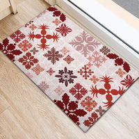 Vintage Hawaii Rubber Doormat Hawaiian Quilt Kapa Mismatch Red LT7 - Polynesian Pride