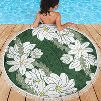 Ia Orana Tahiti Tiare Beach Blanket Sage Green Lei - Polynesian Pride