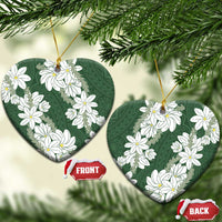 Ia Orana Tahiti Tiare Ceramic Ornament Sage Green Lei LT7 Heart Sage Green - Polynesian Pride
