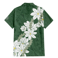 Ia Orana Tahiti Tiare Family Matching Mermaid Dress and Hawaiian Shirt Sage Green Lei - Polynesian Pride