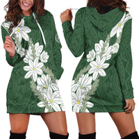 Ia Orana Tahiti Tiare Hoodie Dress Sage Green Lei - Polynesian Pride