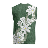 Ia Orana Tahiti Tiare Christmas Knitted V-Neck Vest Sage Green Lei LT7 - Polynesian Pride