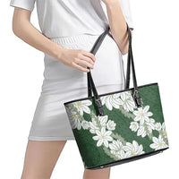 Ia Orana Tahiti Tiare Leather Tote Bag Sage Green Lei - Polynesian Pride