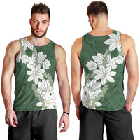 Ia Orana Tahiti Tiare Men Tank Top Sage Green Lei - Polynesian Pride