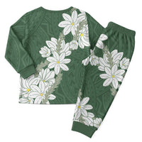 Ia Orana Tahiti Tiare Christmas Pajama Set Sage Green Lei LT7 - Polynesian Pride