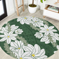 Ia Orana Tahiti Tiare Round Carpet Sage Green Lei - Polynesian Pride
