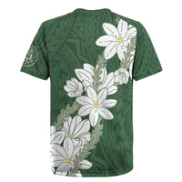 Ia Orana Tahiti Tiare Rugby Jersey Sage Green Lei - Polynesian Pride