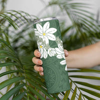 Ia Orana Tahiti Tiare Skinny Tumbler Sage Green Lei - Polynesian Pride