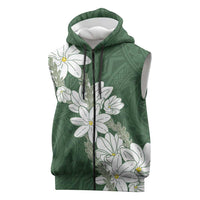 Ia Orana Tahiti Tiare Sleeveless Zip Hoodie Sage Green Lei LT7 Sage Green - Polynesian Pride