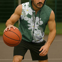Ia Orana Tahiti Tiare Sleeveless Zip Hoodie Sage Green Lei LT7 - Polynesian Pride