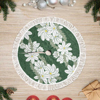 Ia Orana Tahiti Tiare Tree Skirt Sage Green Lei LT7 Fringed Sage Green - Polynesian Pride