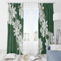 Ia Orana Tahiti Tiare Window Curtain Sage Green Lei - Polynesian Pride