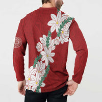 Ia Orana Tahiti Tiare Button Sweatshirt Crimson Lei - Polynesian Pride