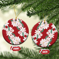 Ia Orana Tahiti Tiare Ceramic Ornament Crimson Lei LT7 Circle Red - Polynesian Pride